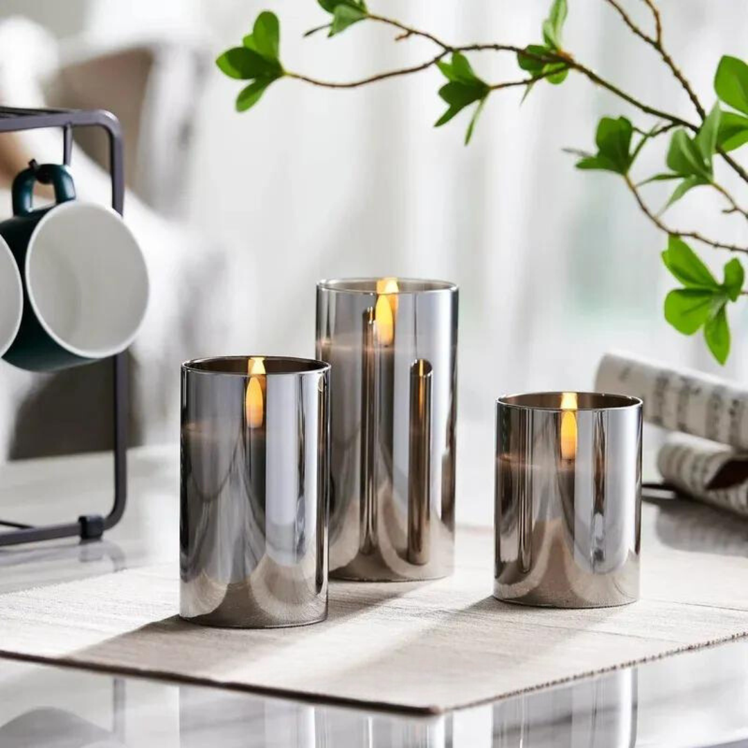 Candle Light Glass Table Lamp Set