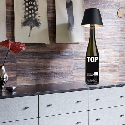 Pantalla de lámpara de mesa para botella de vino LED