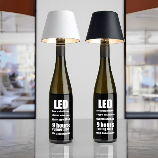 Pantalla de lámpara de mesa para botella de vino LED