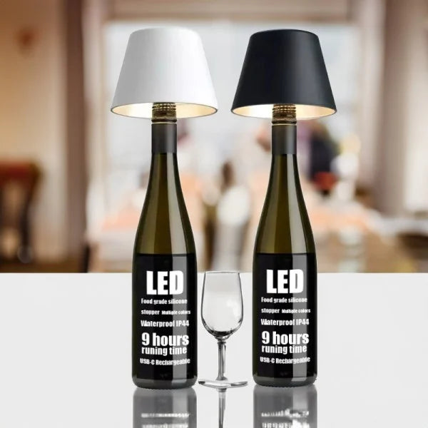 Pantalla de lámpara de mesa para botella de vino LED
