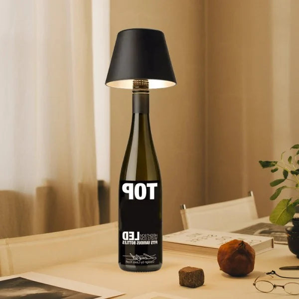 Pantalla de lámpara de mesa para botella de vino LED