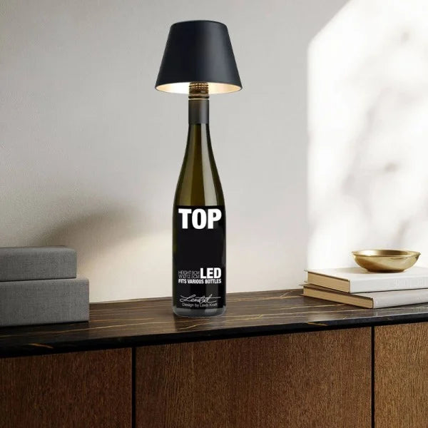 Pantalla de lámpara de mesa para botella de vino LED