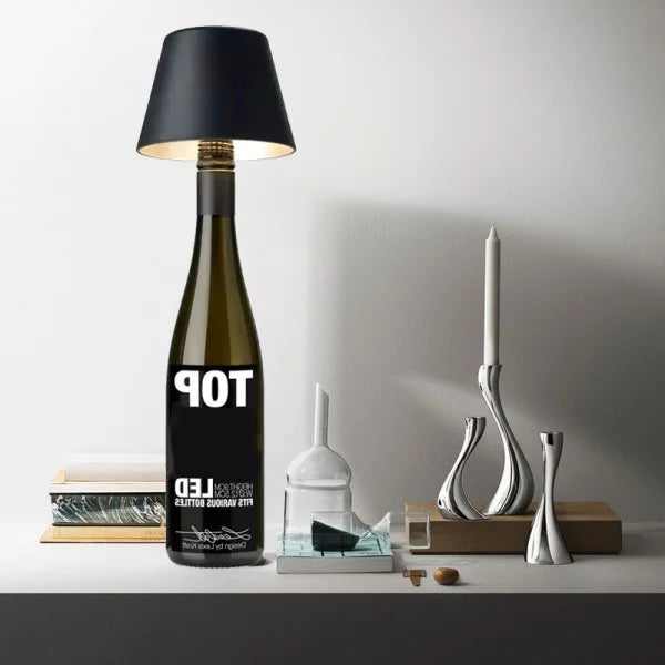 Pantalla de lámpara de mesa para botella de vino LED