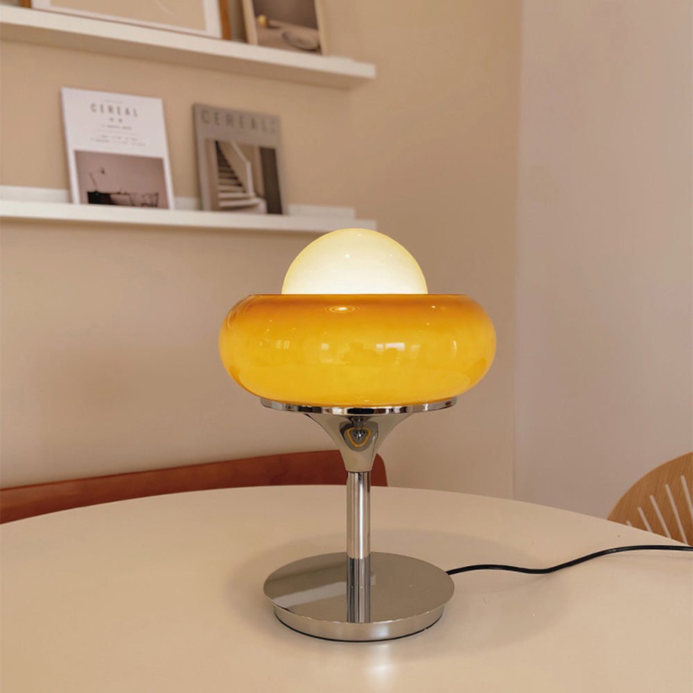 Glass Table Lamp Retro Yellow Light Design