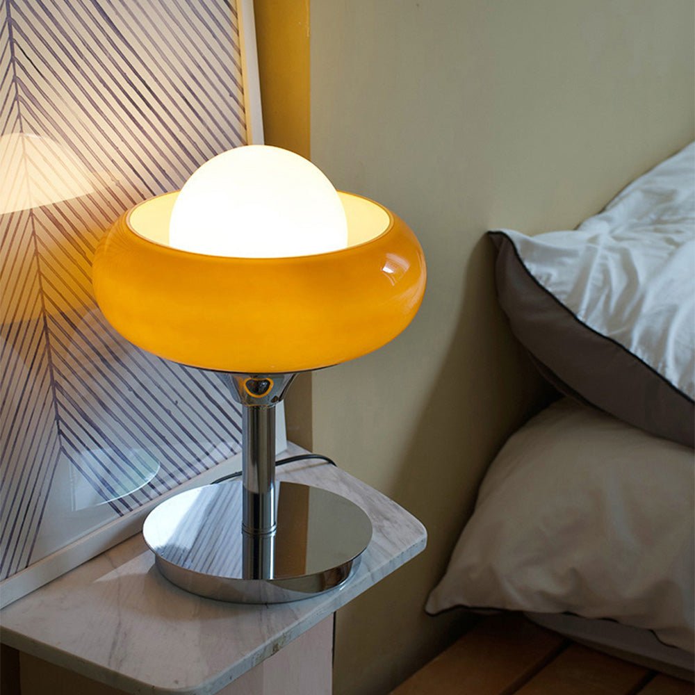 Glass Table Lamp Retro Yellow Light Design