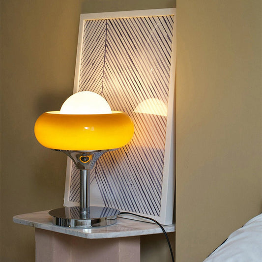 Glass Table Lamp Retro Yellow Light Design