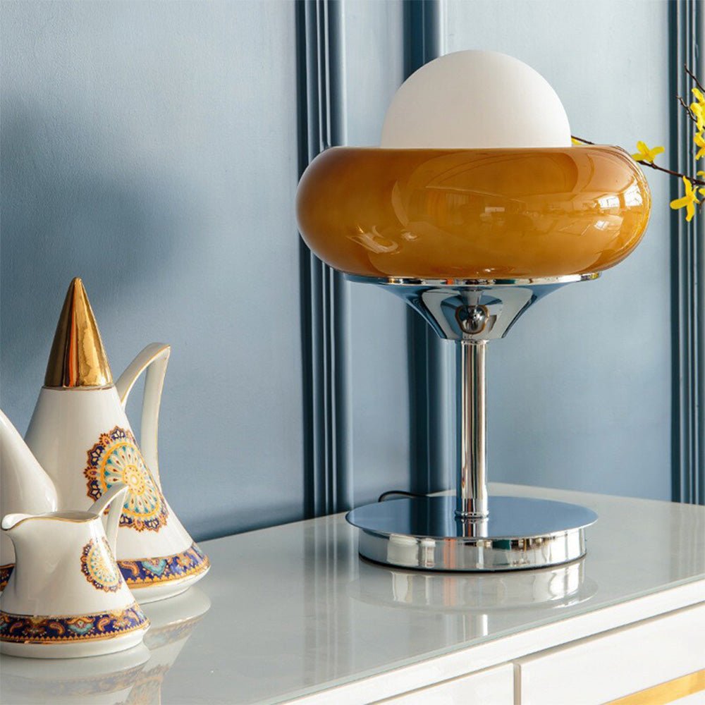 Glass Table Lamp Retro Yellow Light Design