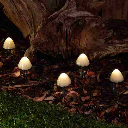 Luces de Estaca de Jardín con Forma de Hongo Solares para Exterior