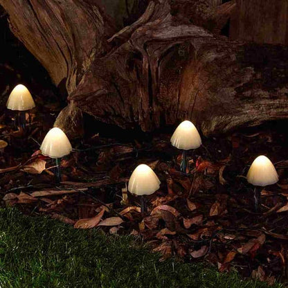 Luces de Estaca de Jardín con Forma de Hongo Solares para Exterior