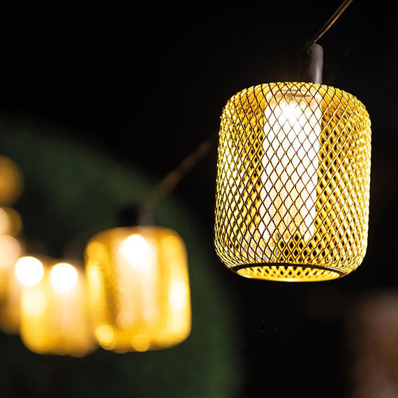 Luces de cadena festón de malla solar para exteriores