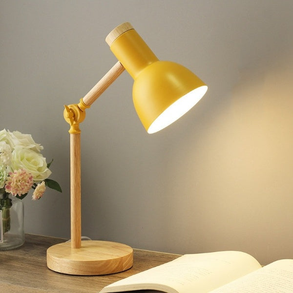 Lámpara de escritorio de madera ajustable para lectura