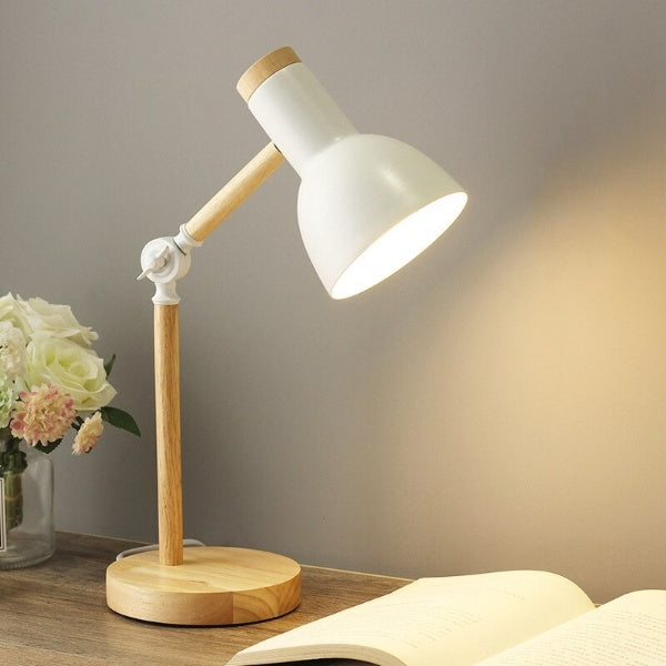 Lámpara de escritorio de madera ajustable para lectura