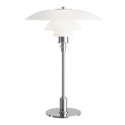 Lámpara de mesa con pantalla de vidrio y base de latón