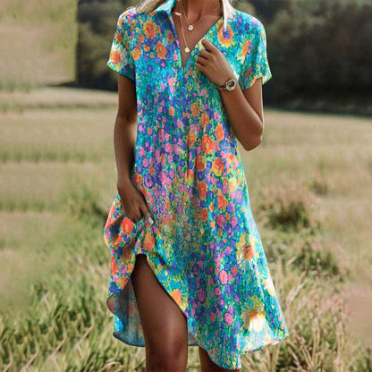 Rachel - Vestido Bohemio Vintage Floral con Escote en V