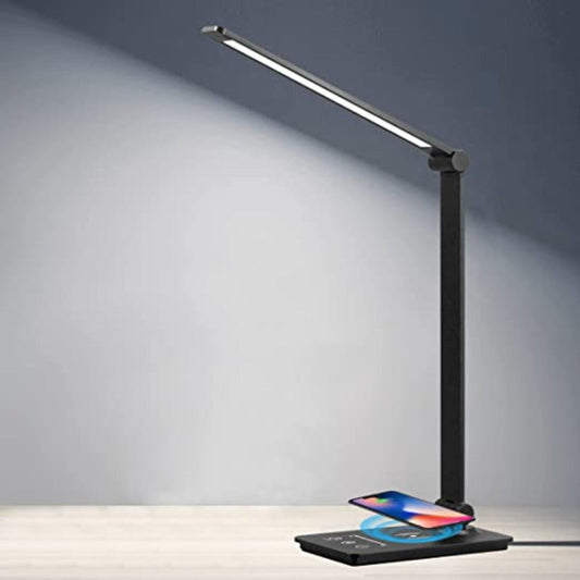 Lámpara de escritorio LED con cargador inalámbrico negro