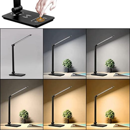 Lámpara de escritorio LED con cargador inalámbrico negro