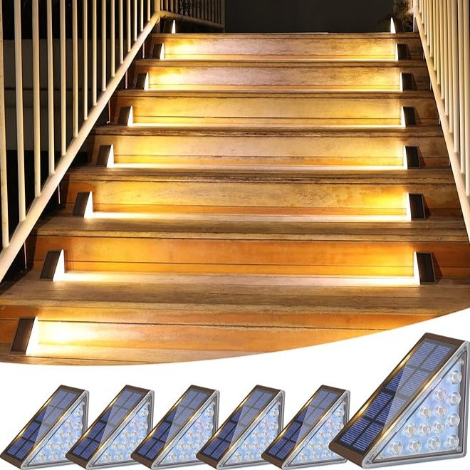 Luces solares para escalones exteriores con brillo LED cálido