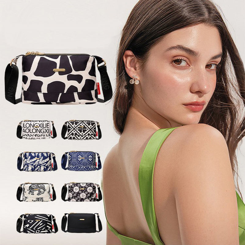 Bolsa cruzada impresa con múltiples bolsillos para mujeres