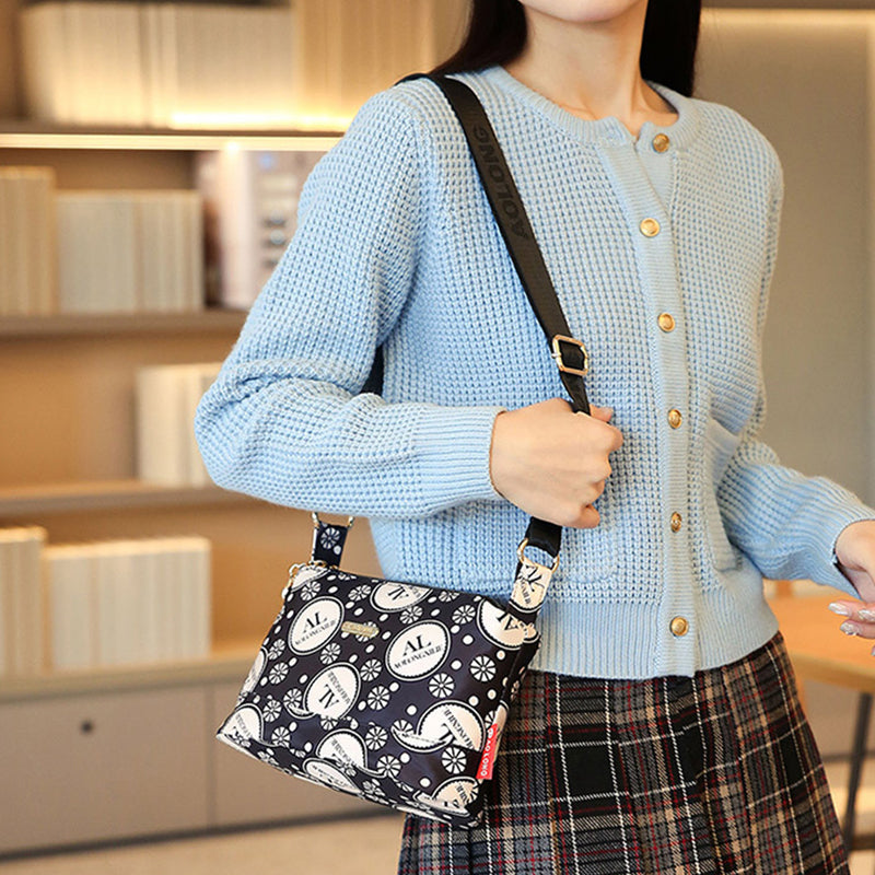 Bolsa cruzada impresa con múltiples bolsillos para mujeres