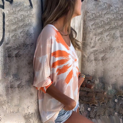 Blusa cómoda Saskia con escote en V