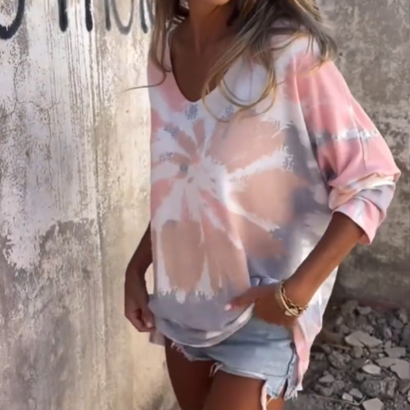 Blusa cómoda Saskia con escote en V