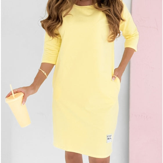 Lyka | Vestido diario de manga 3/4 con bolsillos