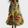 Marlena - Vestido Vintage Bohemio con Estampado Floral y Escote en V