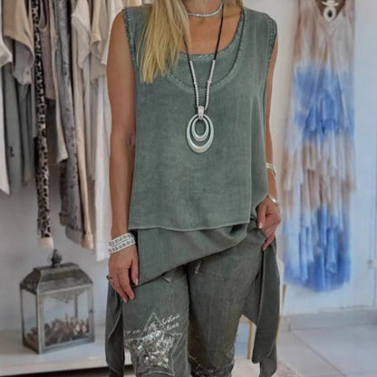Suzette | Top sin mangas y pantalones estampados