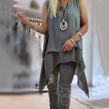 Suzette | Top sin mangas y pantalones estampados