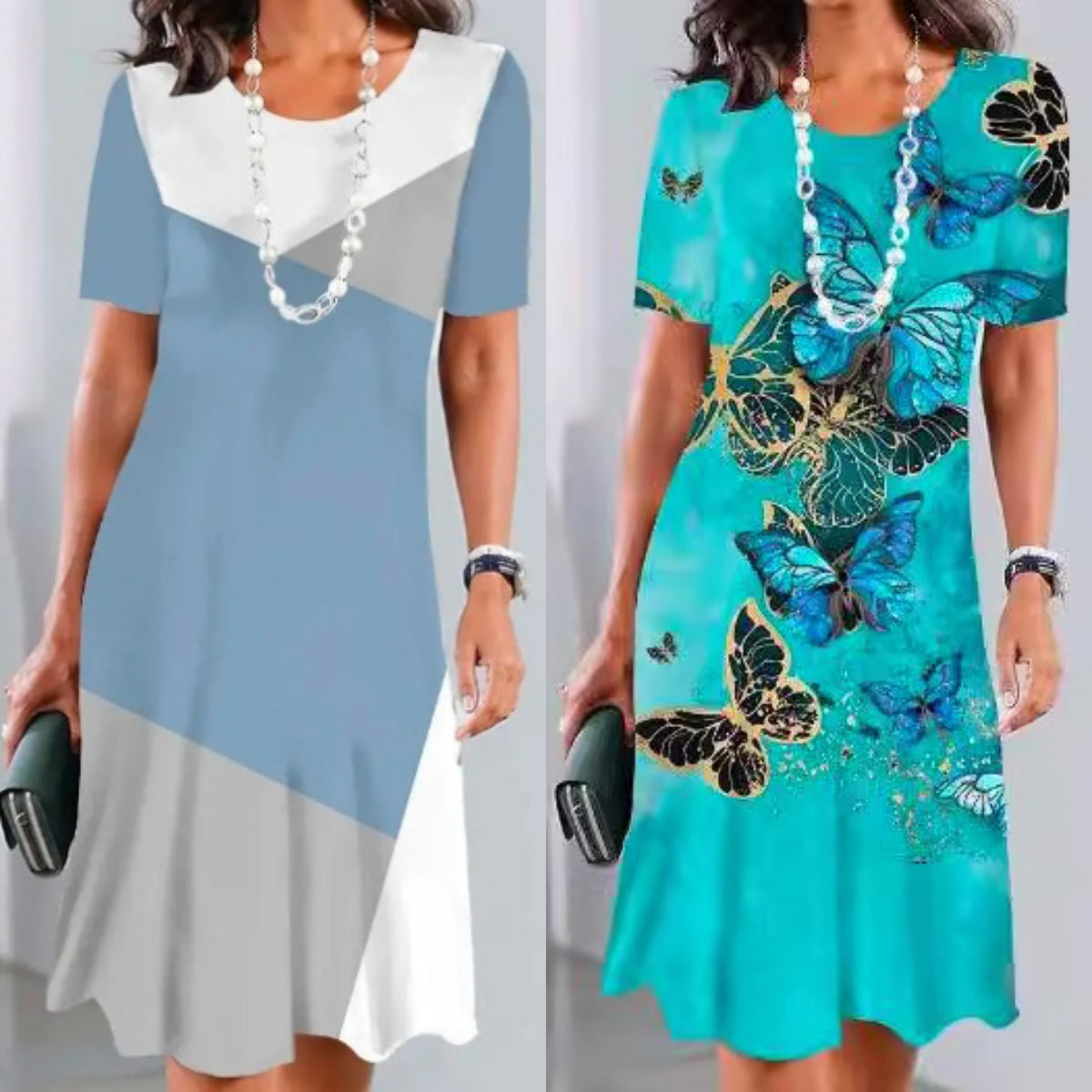 Dollie | Vestido plisado para mujer con bloques de color