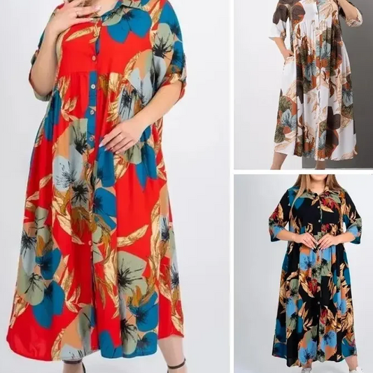 Vestido extragrande de algodón y seda