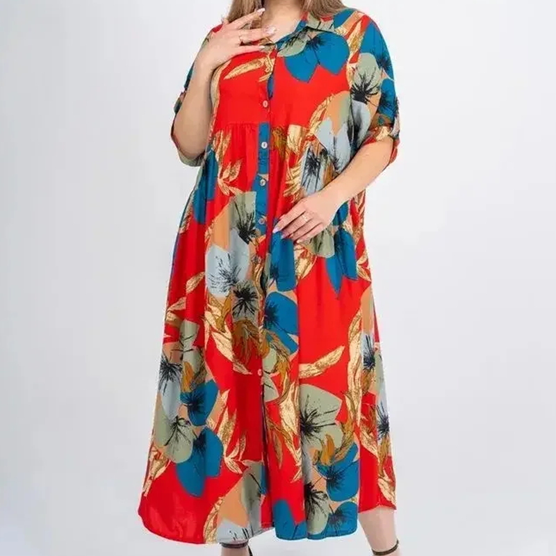 Vestido extragrande de algodón y seda