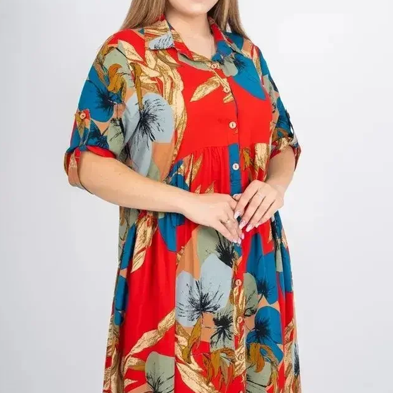 Vestido extragrande de algodón y seda