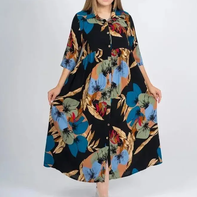 Vestido extragrande de algodón y seda