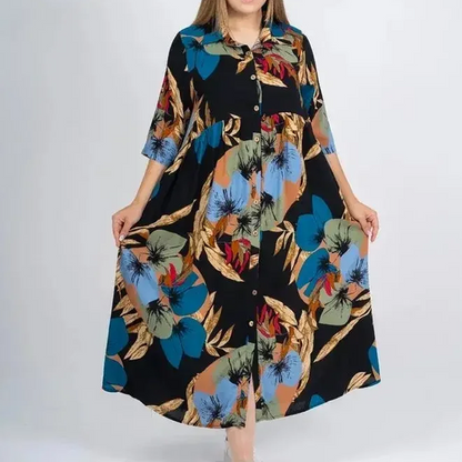 Vestido extragrande de algodón y seda