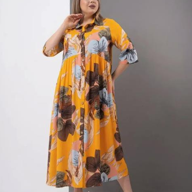 Vestido extragrande de algodón y seda