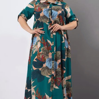 Vestido extragrande de algodón y seda