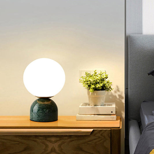 Table Lamp with Glass Globe and Stone Base