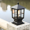 Luz de Poste de Jardín de Metal Negro Solar para Exterior