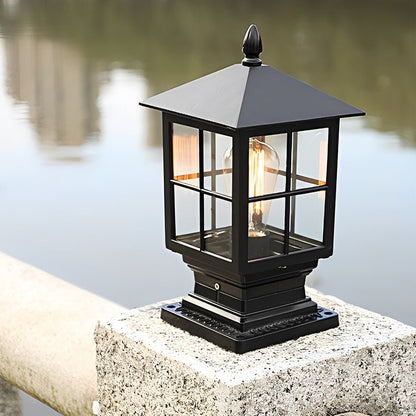 Luz de Poste de Jardín de Metal Negro Solar para Exterior