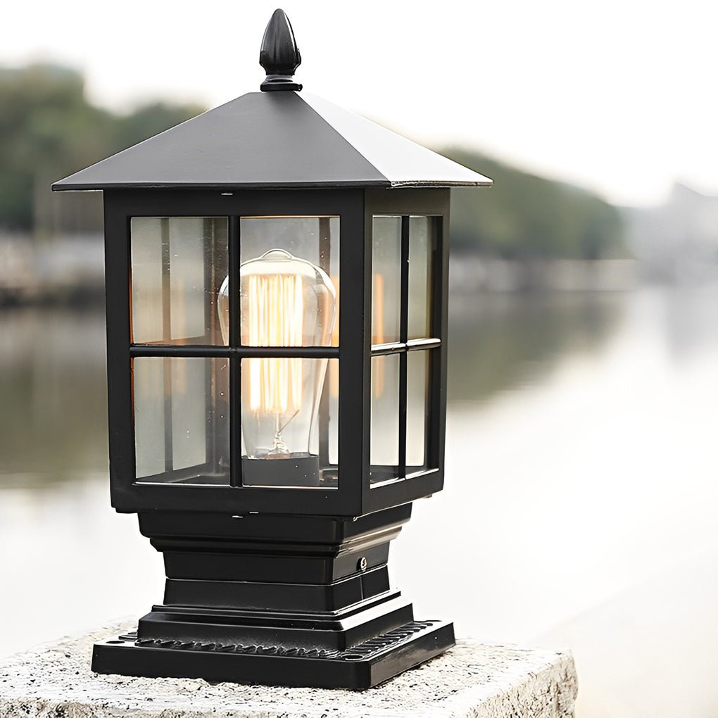Luz de Poste de Jardín de Metal Negro Solar para Exterior