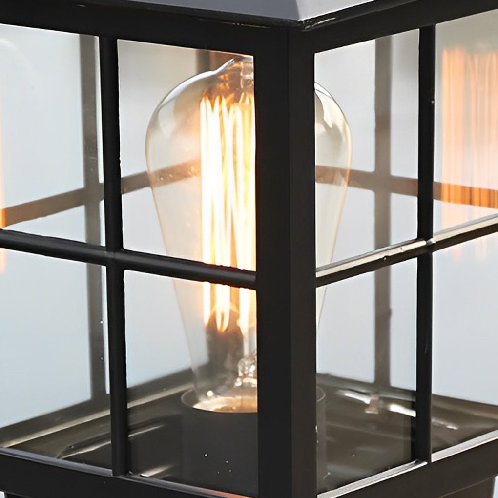 Luz de Poste de Jardín de Metal Negro Solar para Exterior