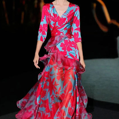Indie - Vestido de fiesta con volante y corte en línea A