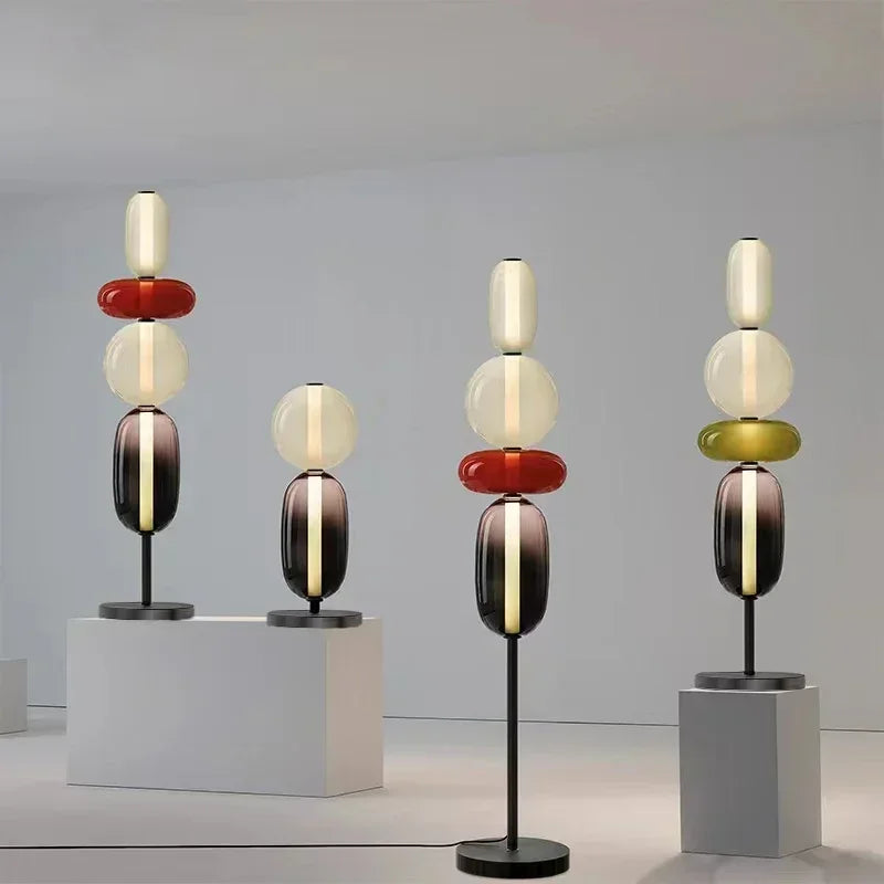 Lámpara de pie de vidrio LED con cambio de color