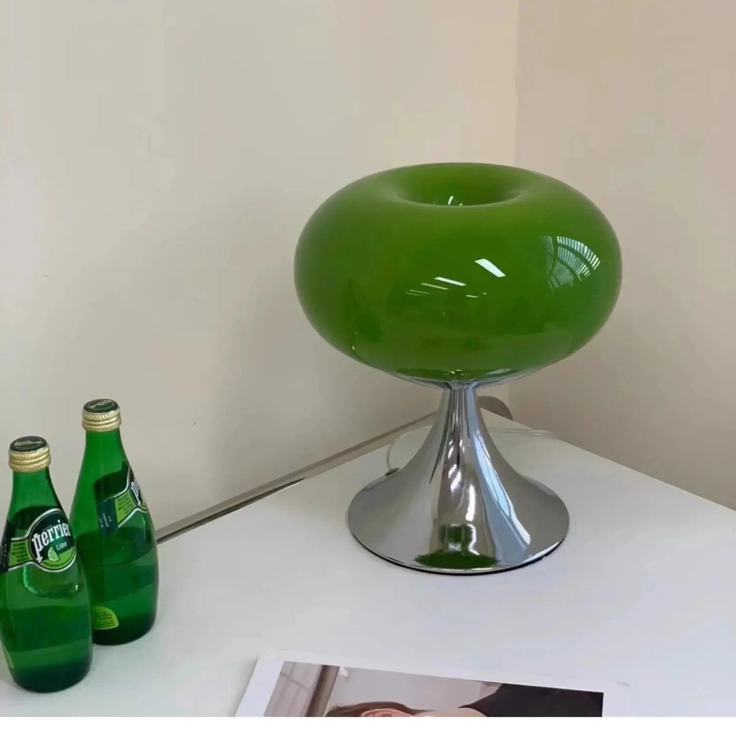 Glass Table Lamp with Warm Ambient Light