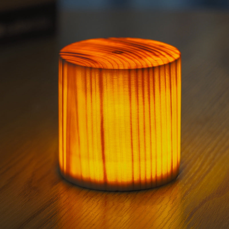 Lámpara de mesa con control táctil acabado en madera