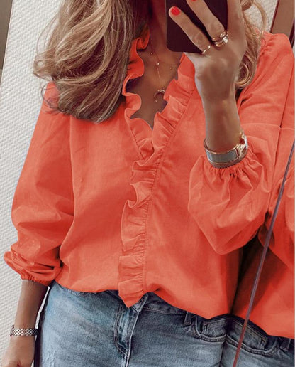 Carolina | Blusa con Volantes y Escote en V