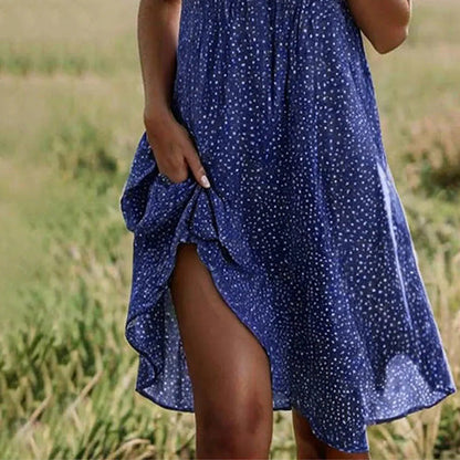 Azalea - Vestido suelto con escote en V y mangas cortas estampado