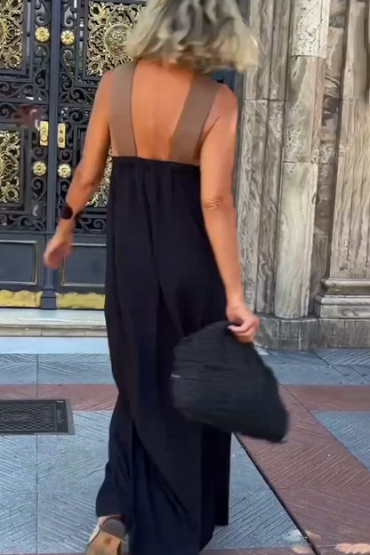 Vestido sin mangas con cuello halter cruzado Melina y costuras